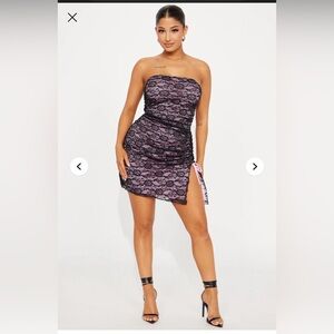 Fashion Nova Women’s Pink/Black Lace Mini Dress
